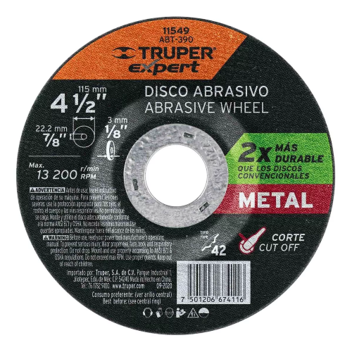 DISCO DE DESBASTE METAL 41/2"