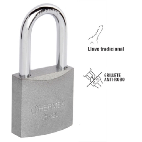 CANDADO HIERRO 32 mm GANCHO LARGO .