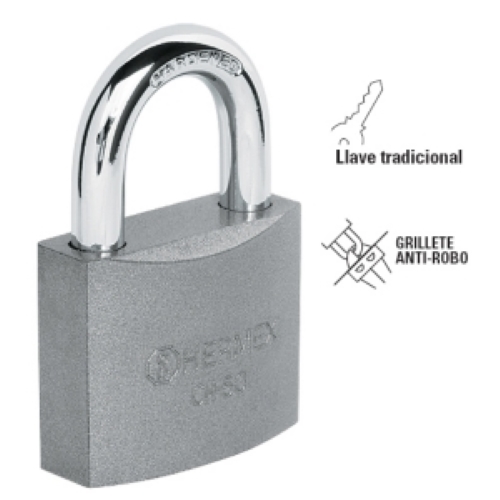 CANDADO HIERRO 50 mm GANCHO CORTO .