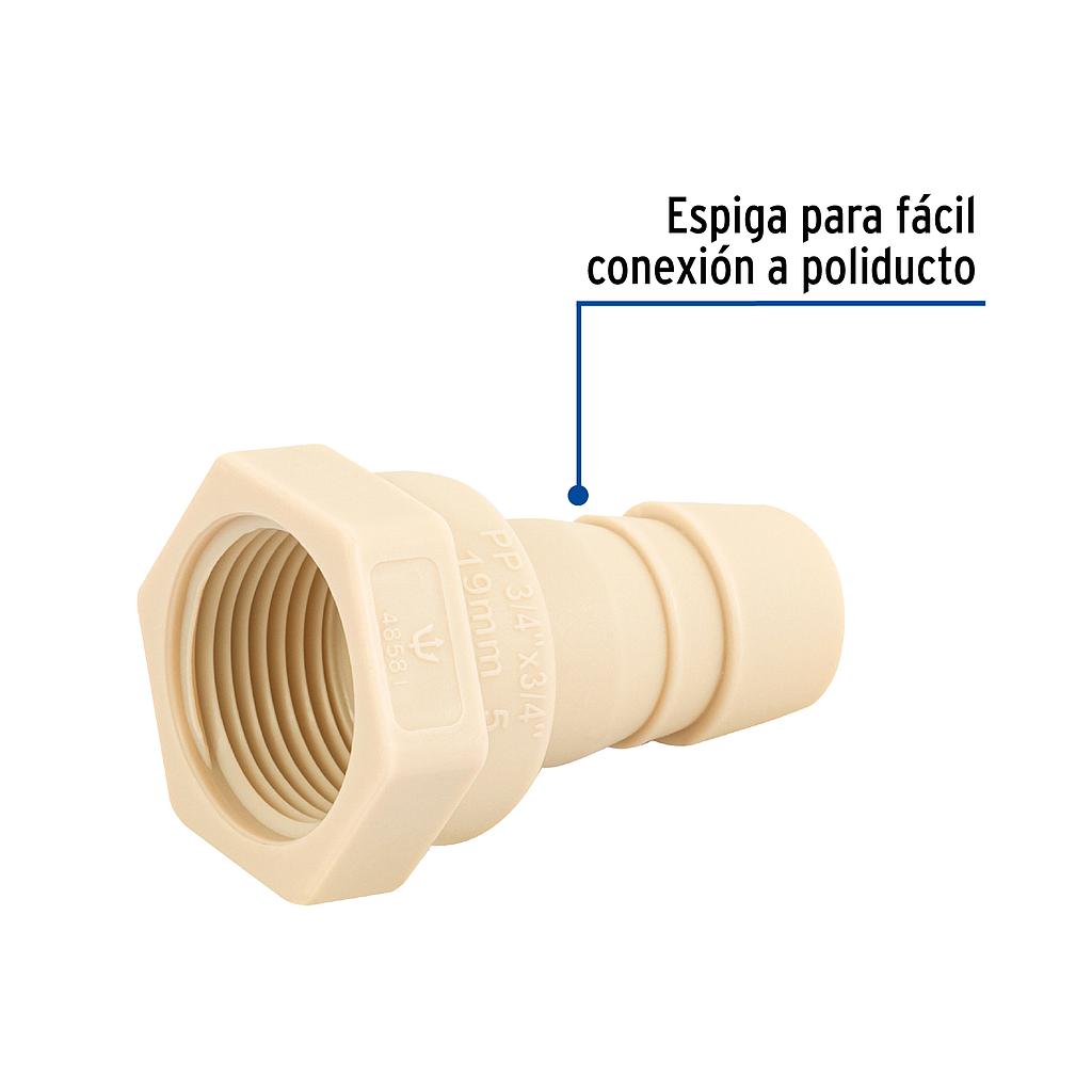 ADAPTADOR HEMBRA 3/4"  INSERCION POLIPROPILENO