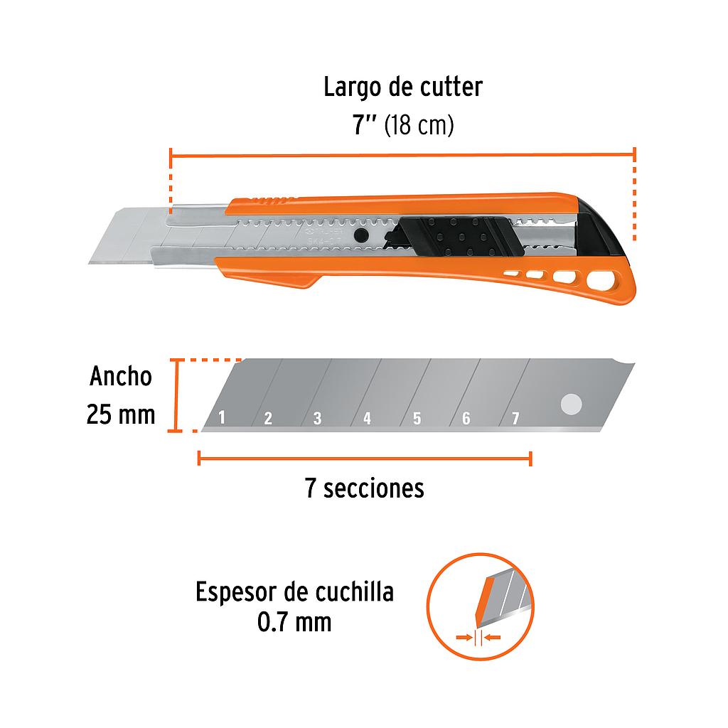 CUTTER 25 MM REFORZADO DE PLÁSTICO CON ALMA METÁLICA,