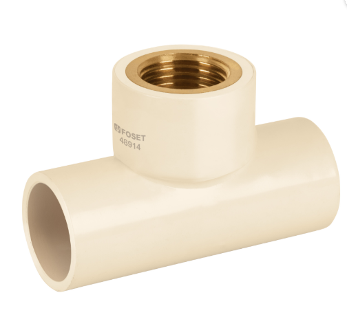 TEE DE CPVC 1/2" ROSCA ENTRAL HEMBRA INSERTO LATON .