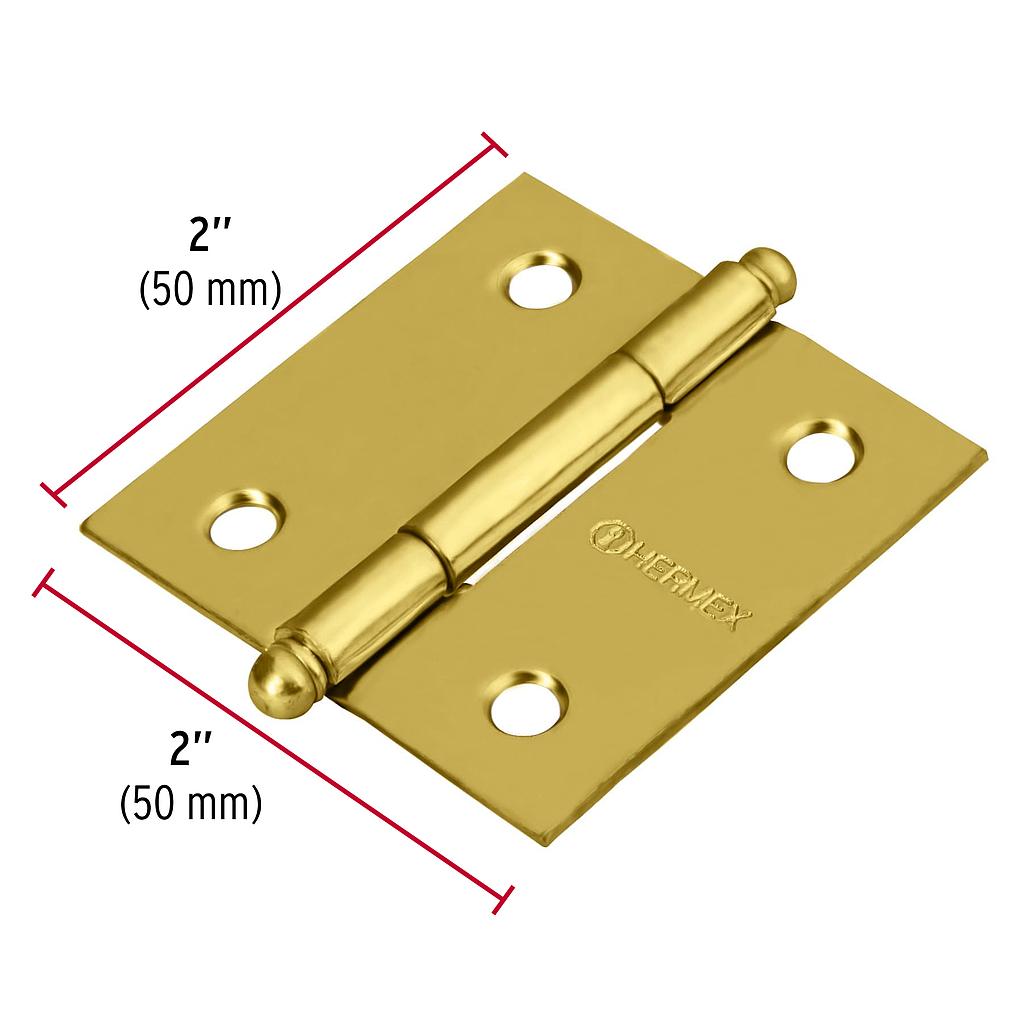 BISAGRA ACERO LATONADO 2" C/REDONDA HERMEX