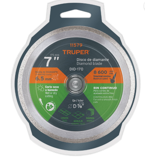 DISCO DIAMANTE 7"X 2.2MM, RIN CONTINUO