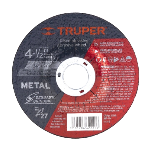 DISCO P/DESBASTE METAL 41/2&quot;