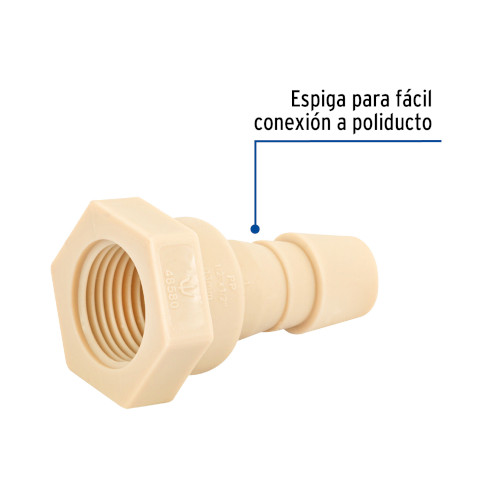 ADAPTADOR HEMBRA 1/2&quot;  INSERCION POLIPROPILENO