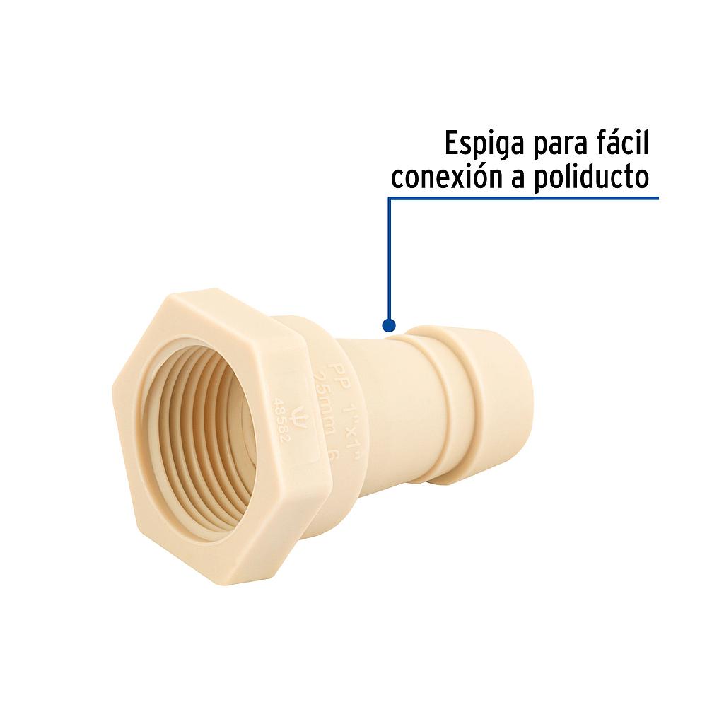 ADAPTADOR HEMBRA 1&quot;  INSERCION POLIPROPILENO