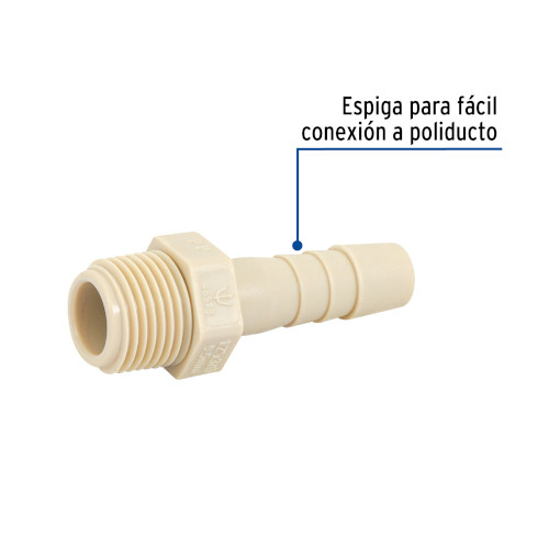 ADAPTADOR MACHO 1/2&quot;X3/8&quot; INSERCION POLIPROPILENO