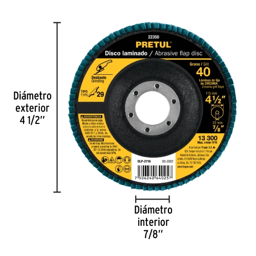 DISCO LAMINADO 41/2" GRADO 80