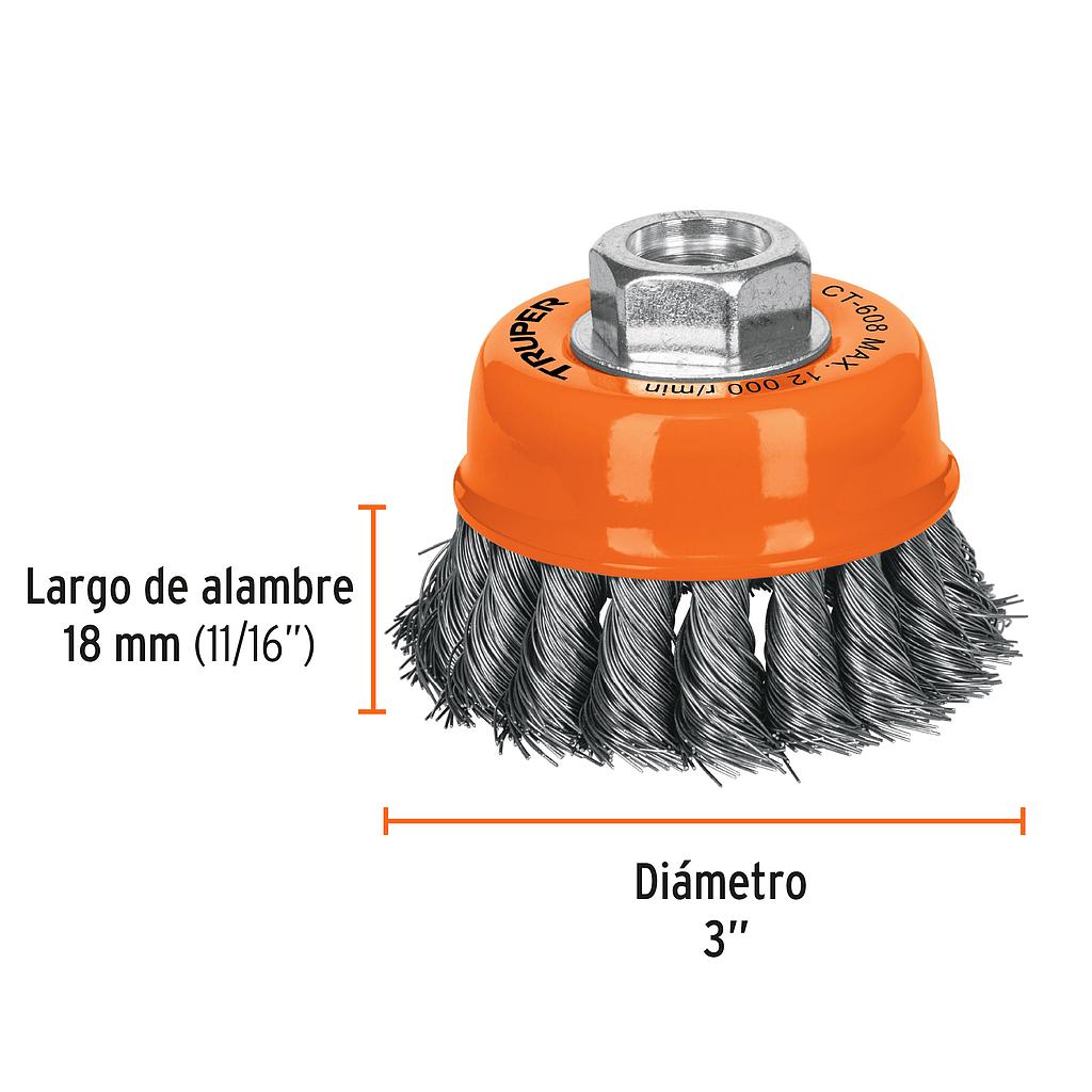 CARDA COPA TRENZADA 5/8&quot; DIAM.3&quot;