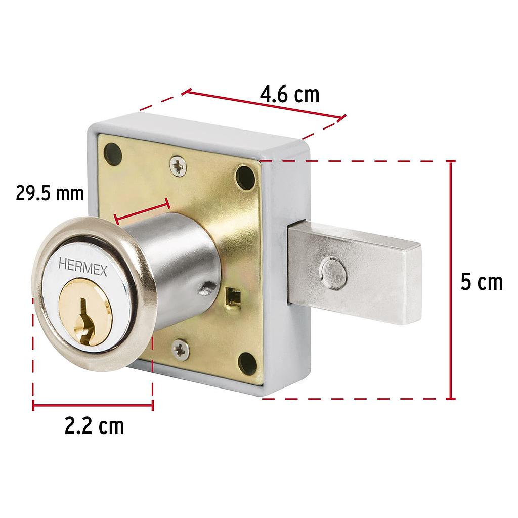 CERRADURA P/MUEBLE 26C CROMO.