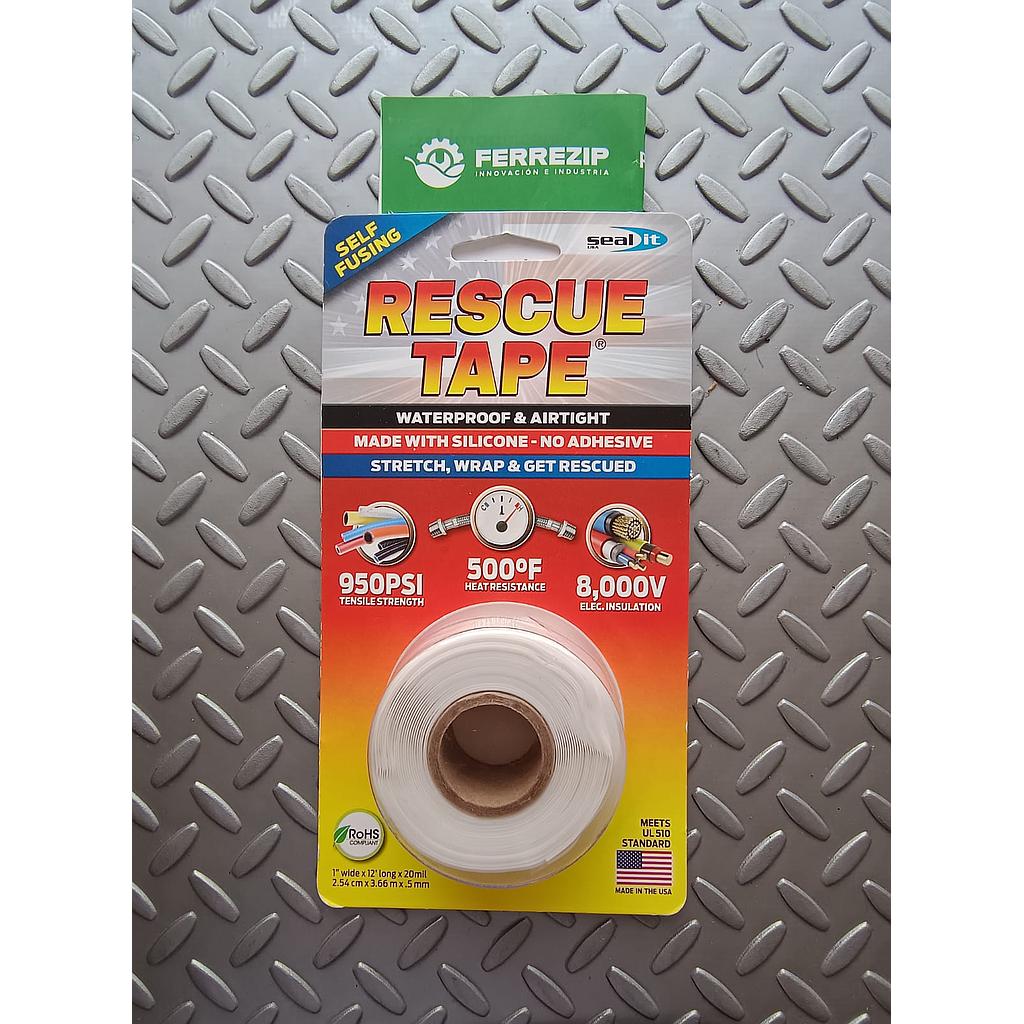 CINTA DE RESCATE AUTOFUSIONABLE DE SILICONA 1&quot;  X 12&quot; largo  X .5mm  BLANCO