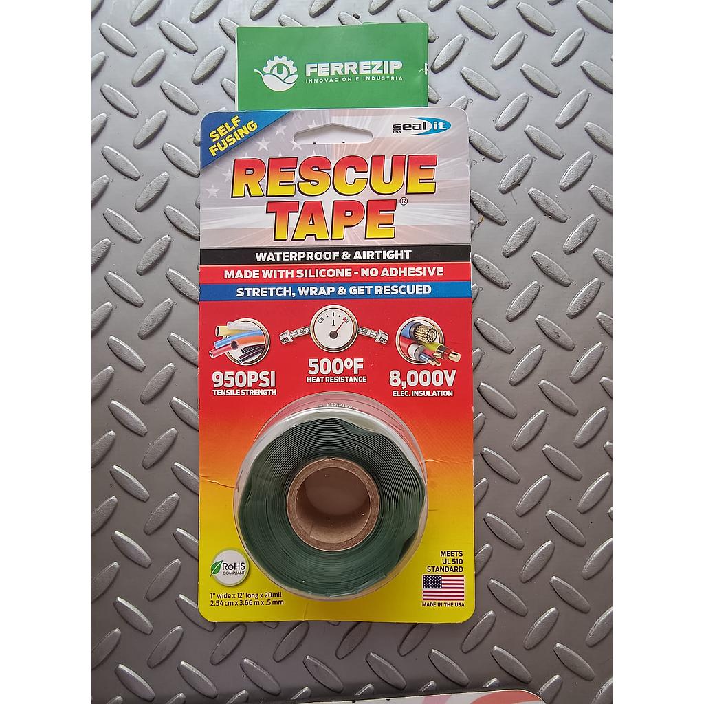 CINTA DE RESCATE AUTOFUSIONABLE DE SILICONA 1&quot; X 12&quot; largo  X .5mm  VERDE