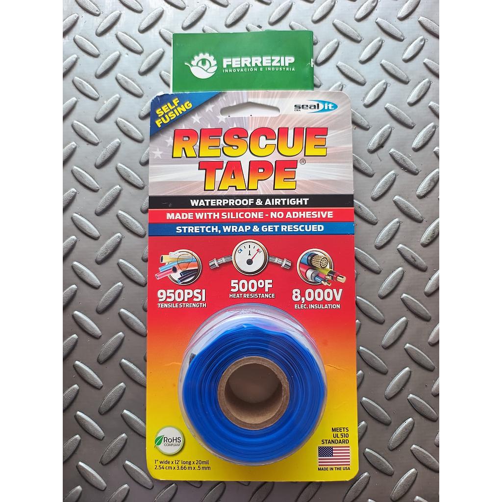 CINTA DE RESCATE AUTOFUSIONABLE DE SILICONA 1&quot; X 12&quot; largo X .5mm  AZUL