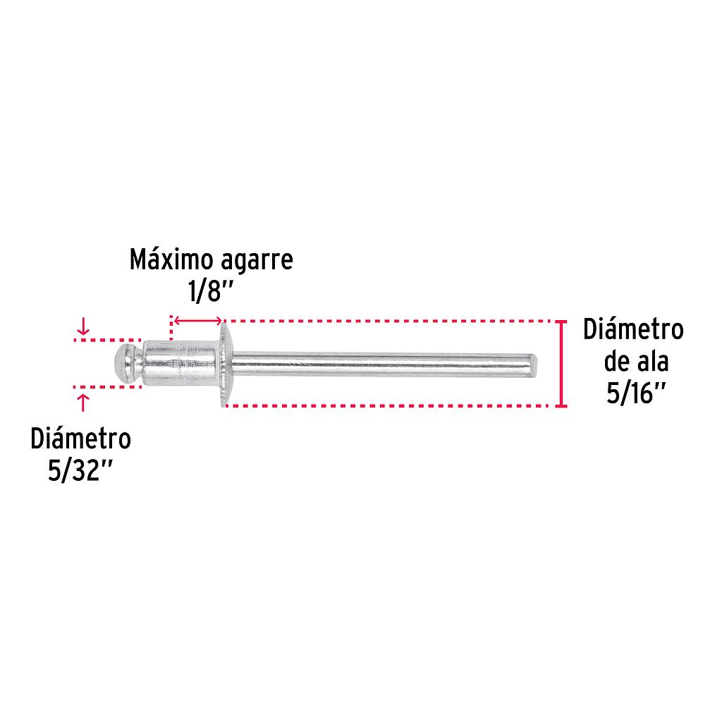 BOLSA CON 50 REMACHES 5/32 X 1/8 DE ALUMINIO ALA 5/16 ,