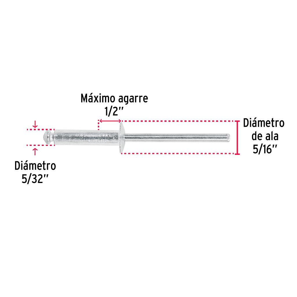 BOLSA CON 50 REMACHES 5/32 X 1/2 DE ALUMINIO ALA 5/16,