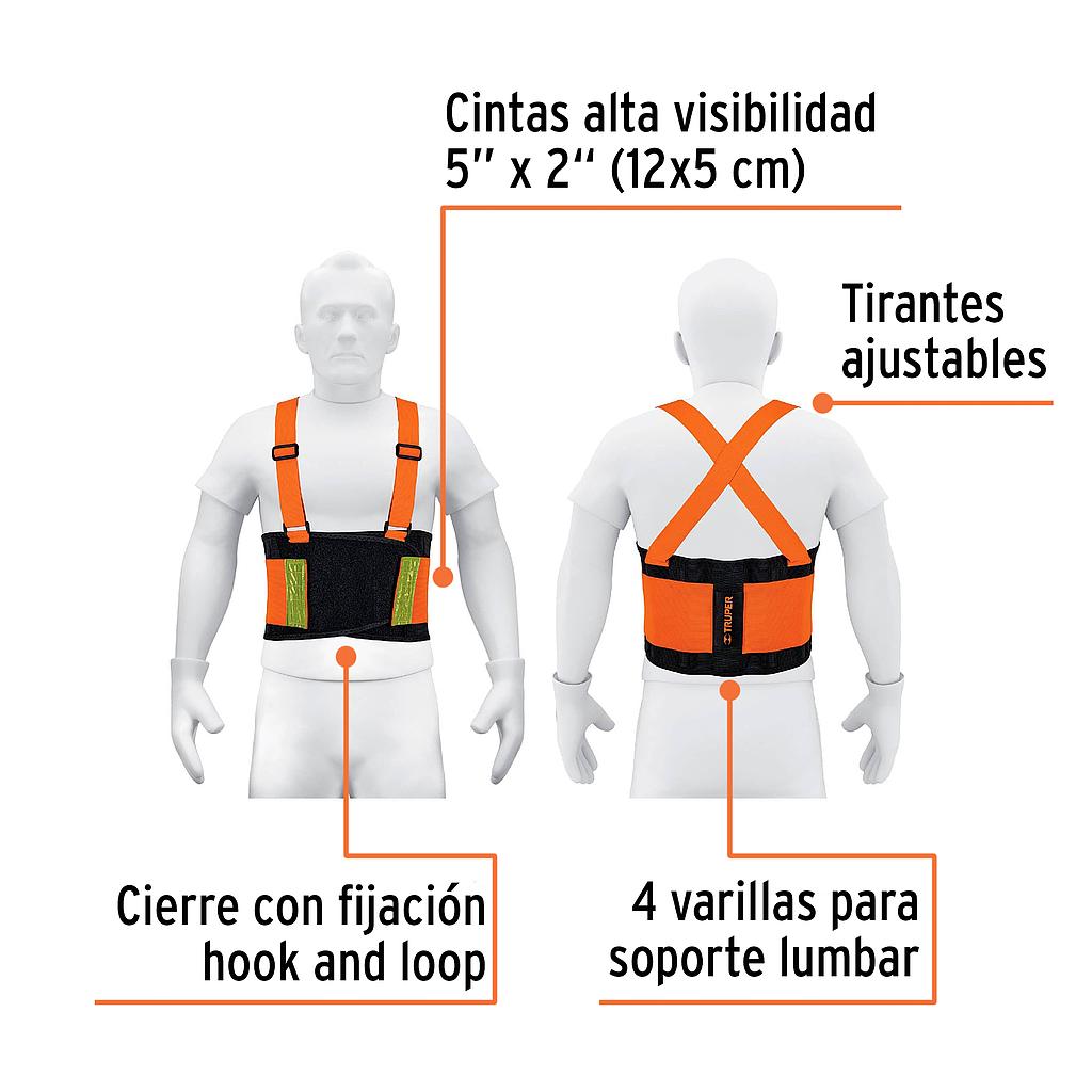 FAJA LUMBAR NARANJA C/CINTAS DE ALTA VISIBILIDAD, M,