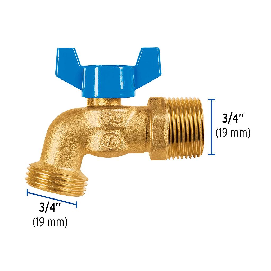 LLAVE DE ESFERA DE LATÓN 3/4' CON ROSCA PARA MANGUERA,