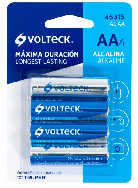 Blíster con 4 pilas alcalinas tamaño AA,