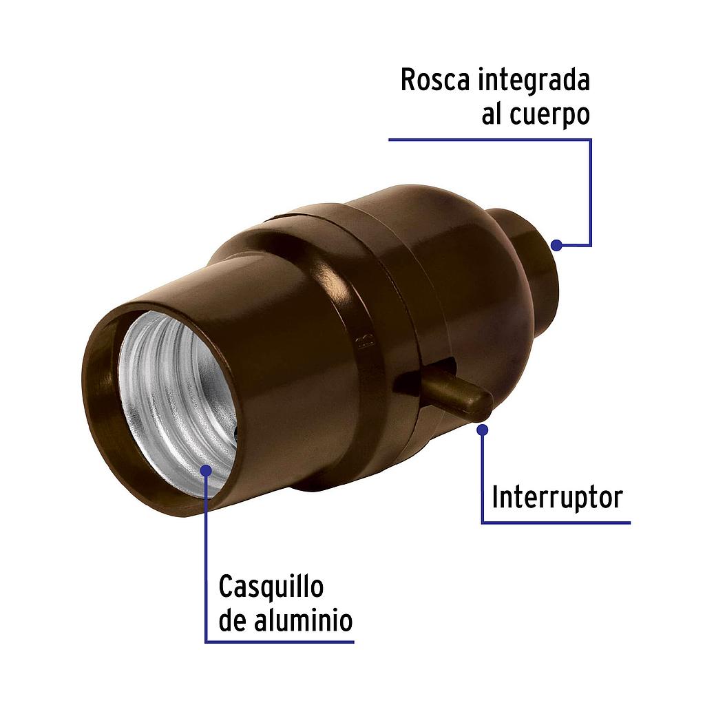 PORTALÁMPARA DE BAQUELITA, CON INTERRUPTOR DE BARRA,