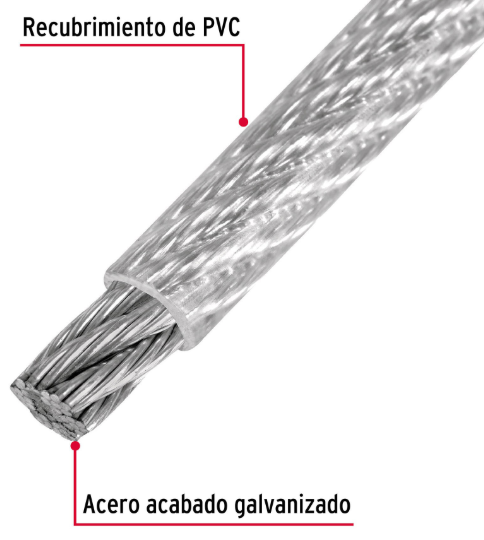 CABLE DE ACERO 1/8&quot; 7X19 HILOS RECUBIERTO