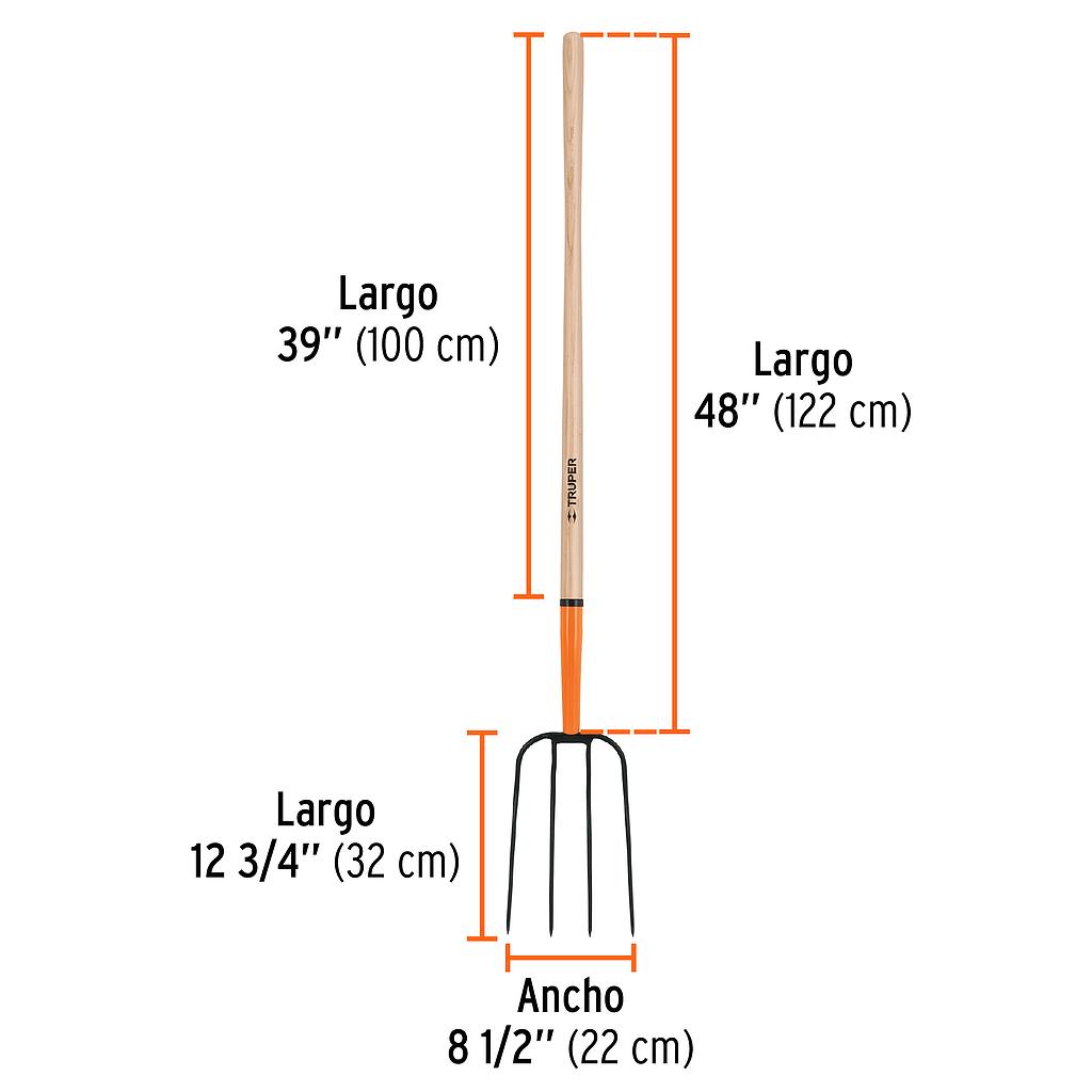 BIELDO PARA PAJA, 4 DIENTES, MGO LARGO 48', TRUPER