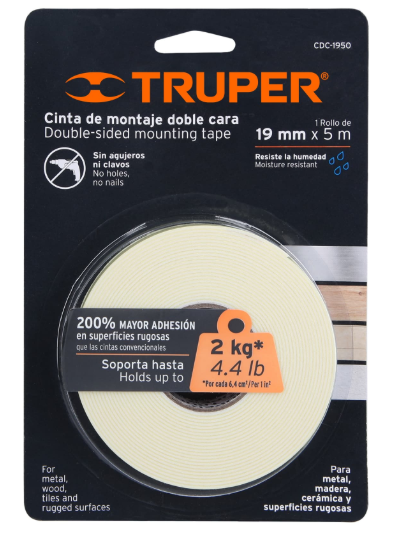 CINTA DOBLE CARA 19mm x 5m