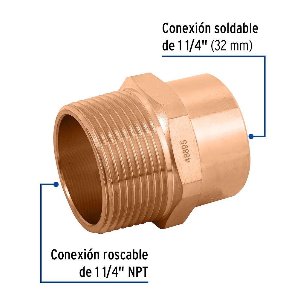 ADAPTADOR MACHO COBRE 11/4&quot;
