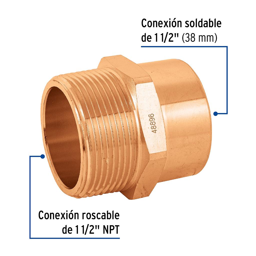 ADAPTADOR MACHO COBRE 11/2&quot;