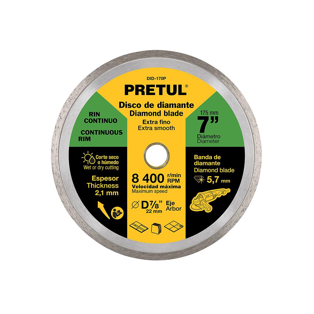 DISCO DIAMANTE 7&quot;X 2.1MM, RIN CONTINUO,PRETUL
