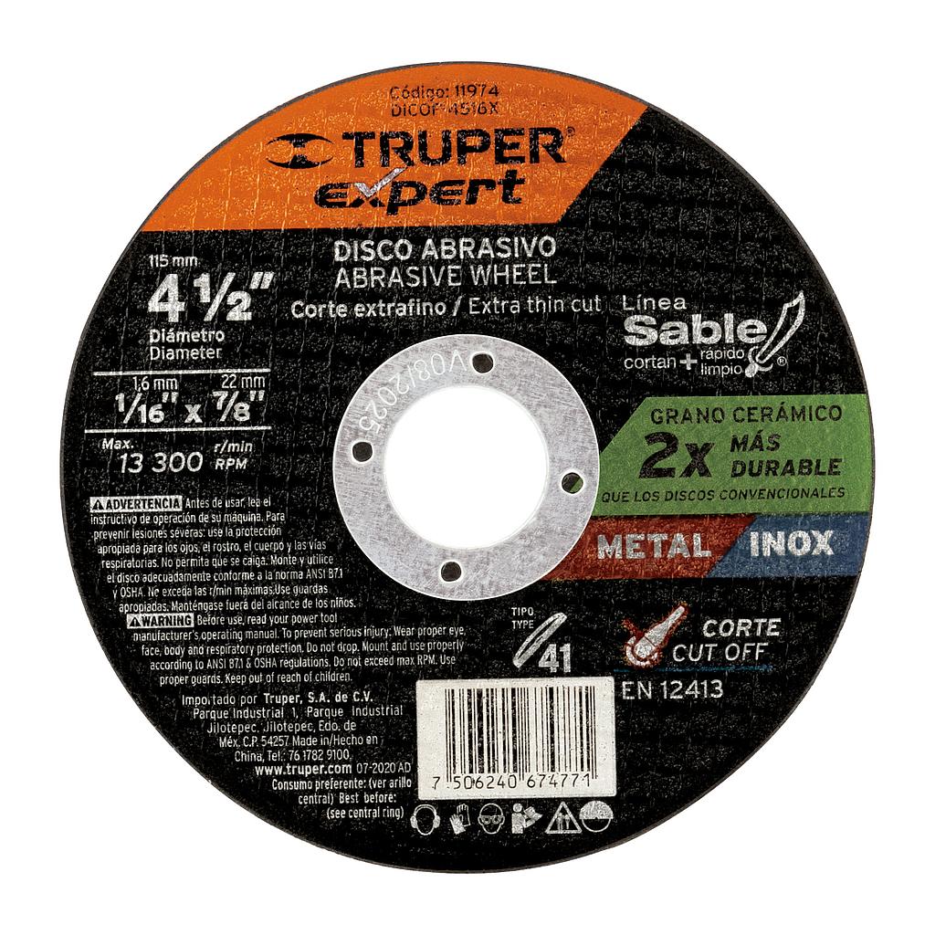 DISCO TIPO 41 DE 4-1/2&quot;X 1.6MM CORTE FINO DE METAL, EXPERT